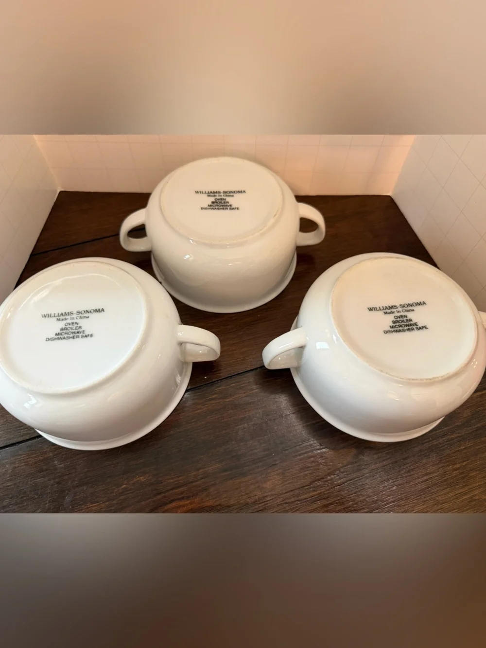 Williams-Sonoma White Porcelain Double Handle Soup Bowl/ Casserole Dish Oven
